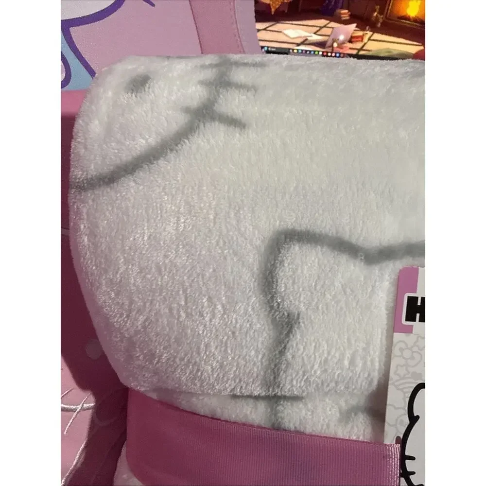 Hello Kitty Throw Blanket White Gray Grey Face Queen Super Soft 2024 Sanrio